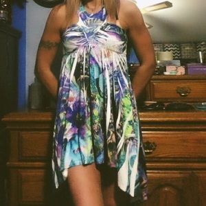 Polyester embellished sun dress